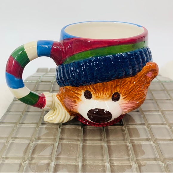 Winter Christmas Handpainted Ceramic Bear Mug - Picture 6 of 6